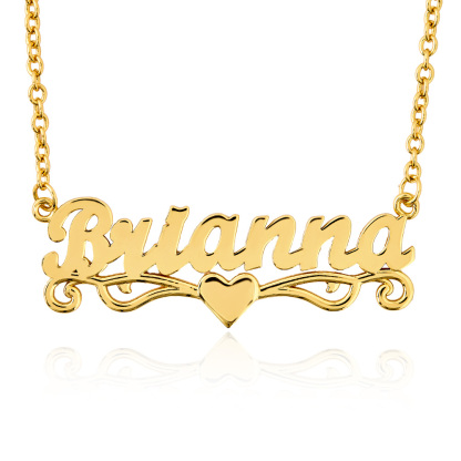 Heart Nameplate Personalized Gold Plated Name Necklace