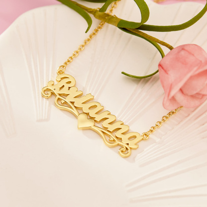 Heart Nameplate Personalized Gold Plated Name Necklace
