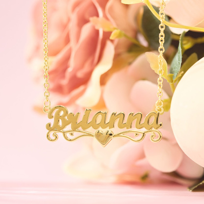 Heart Nameplate Personalized Gold Plated Name Necklace