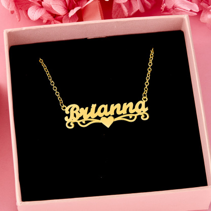 Heart Nameplate Personalized Gold Plated Name Necklace