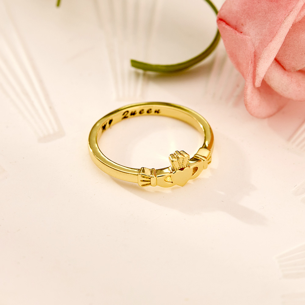Claddagh Promise Ring Custom Engraved Ring
