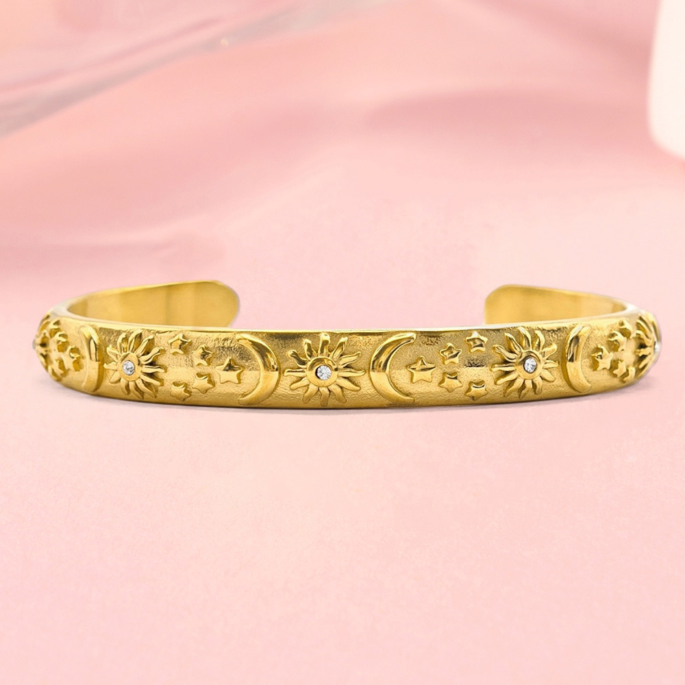 Sun Moon and Stars Gold Plated Bracelet
