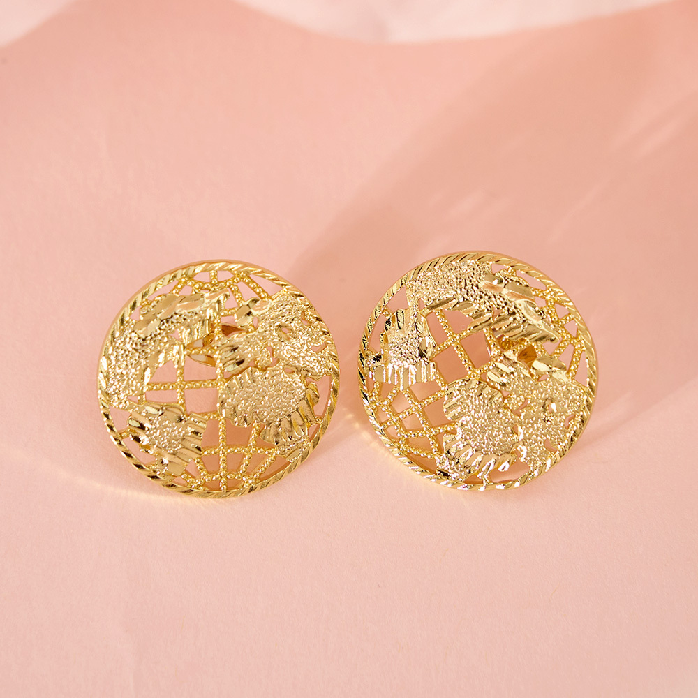 Circle Globe Stud Earrings World Map Earrings