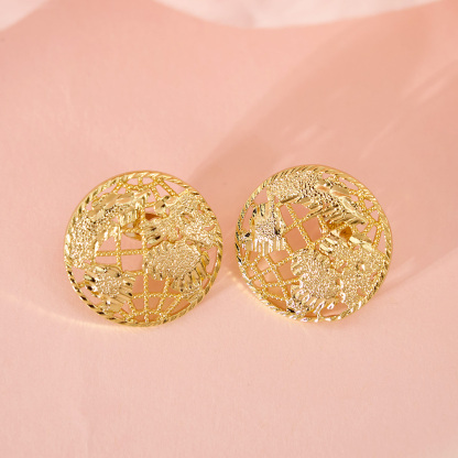 Circle Globe Stud Earrings World Map Earrings