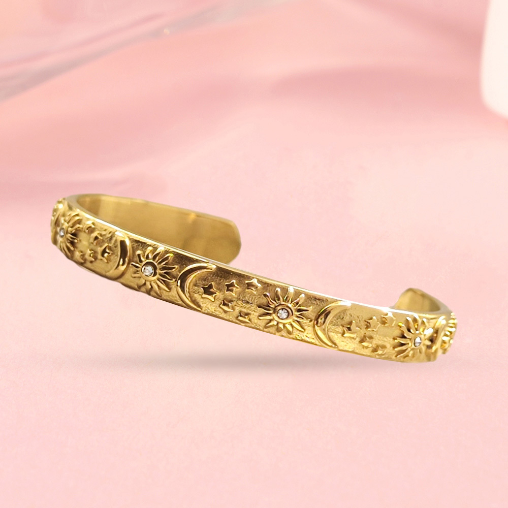 Sun Moon and Stars Gold Plated Bracelet