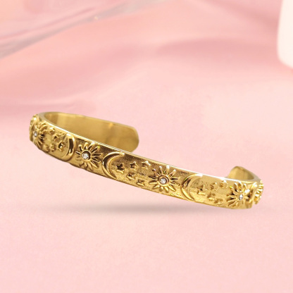 Sun Moon and Stars Gold Plated Bracelet