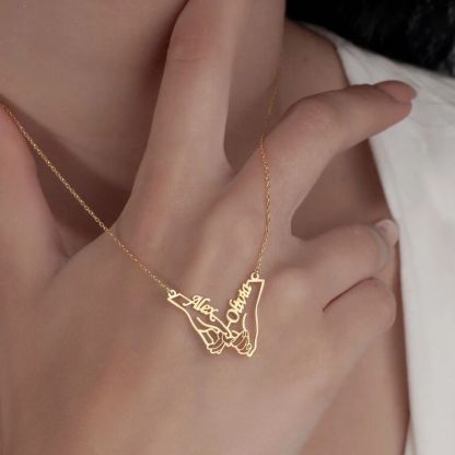 Double Nameplate Pendant Necklace Custom Couples Necklace