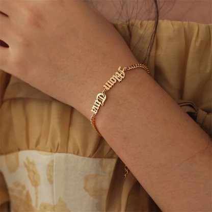 Two Old English Names Bracelet Personalized Name Bracelet
