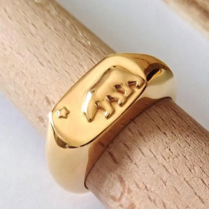 Gold Plated Polar Bear Ring Handcrafted Bear Ring