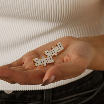 Custom Personalized Stud Silver Name Earrings