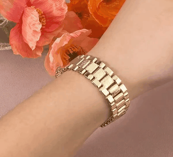 8.3mm Width RX Style Watch Band Link Chain Gold Plated Bracelet
