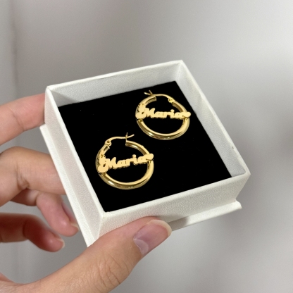 Personalized Crown and Heart Nameplate Mini Hoop Earrings