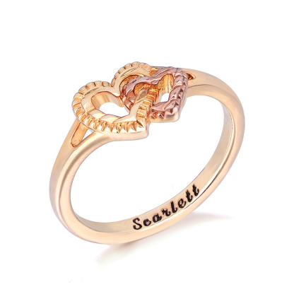 Double Heart Cute Ring Custom Engraved Ring