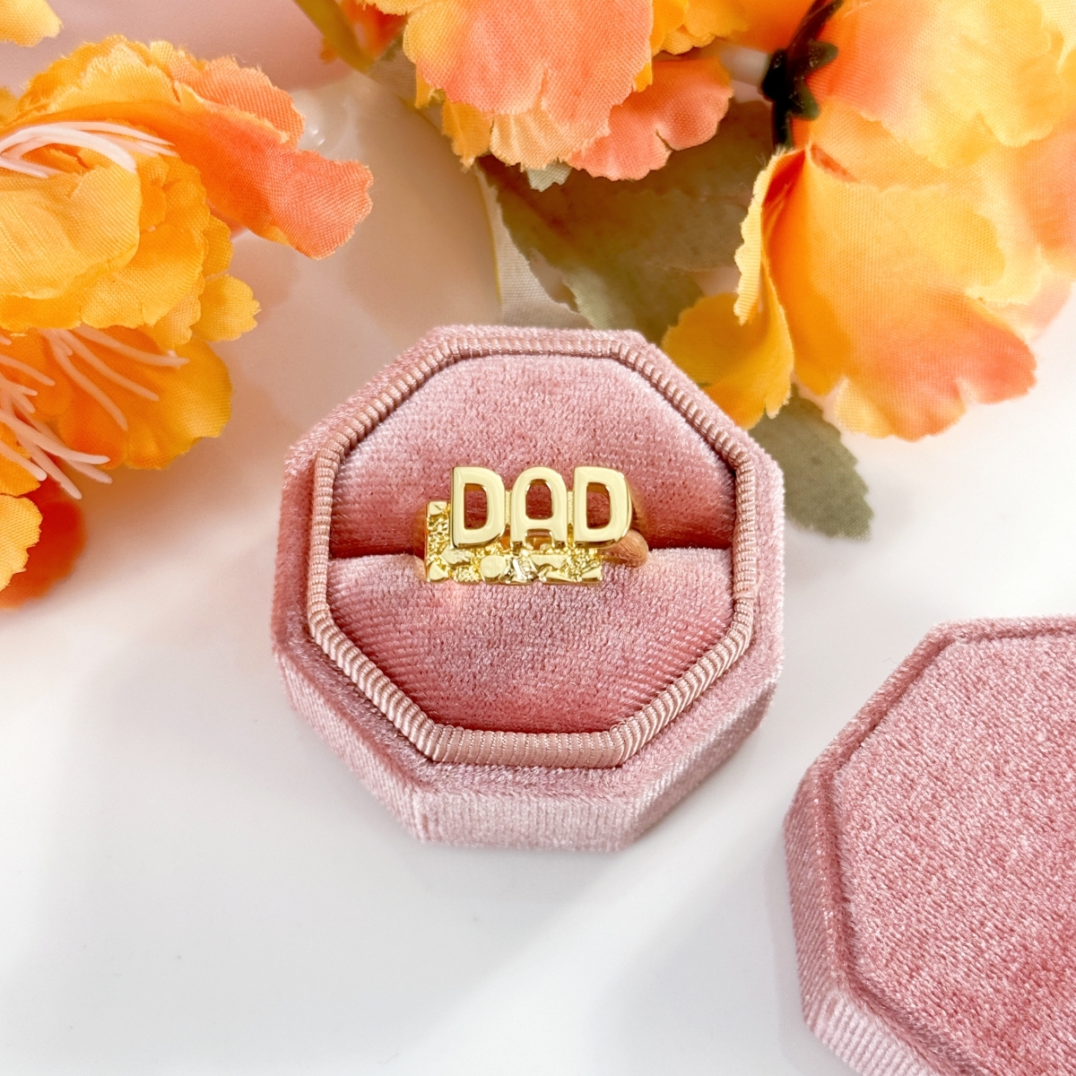 Dad Ring Gold Plated Nugget Ring