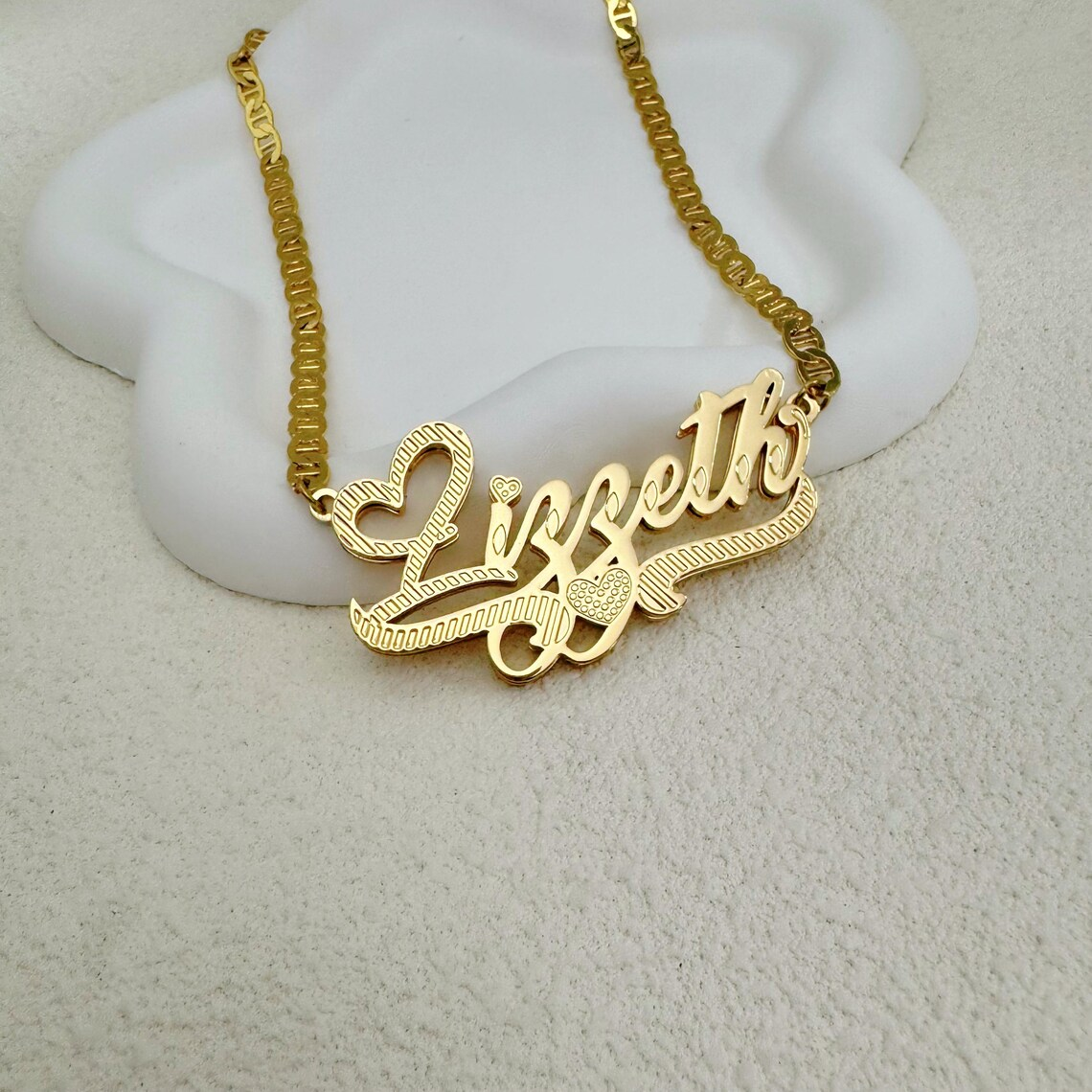 Custom Shiny Bling Double Plate Angle Wings Name Necklace Stainless St