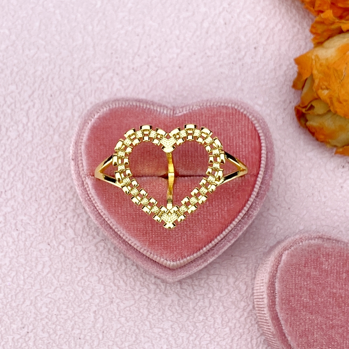 Heart Love Frame Two Finger Ring RX Watch Band Style Ring