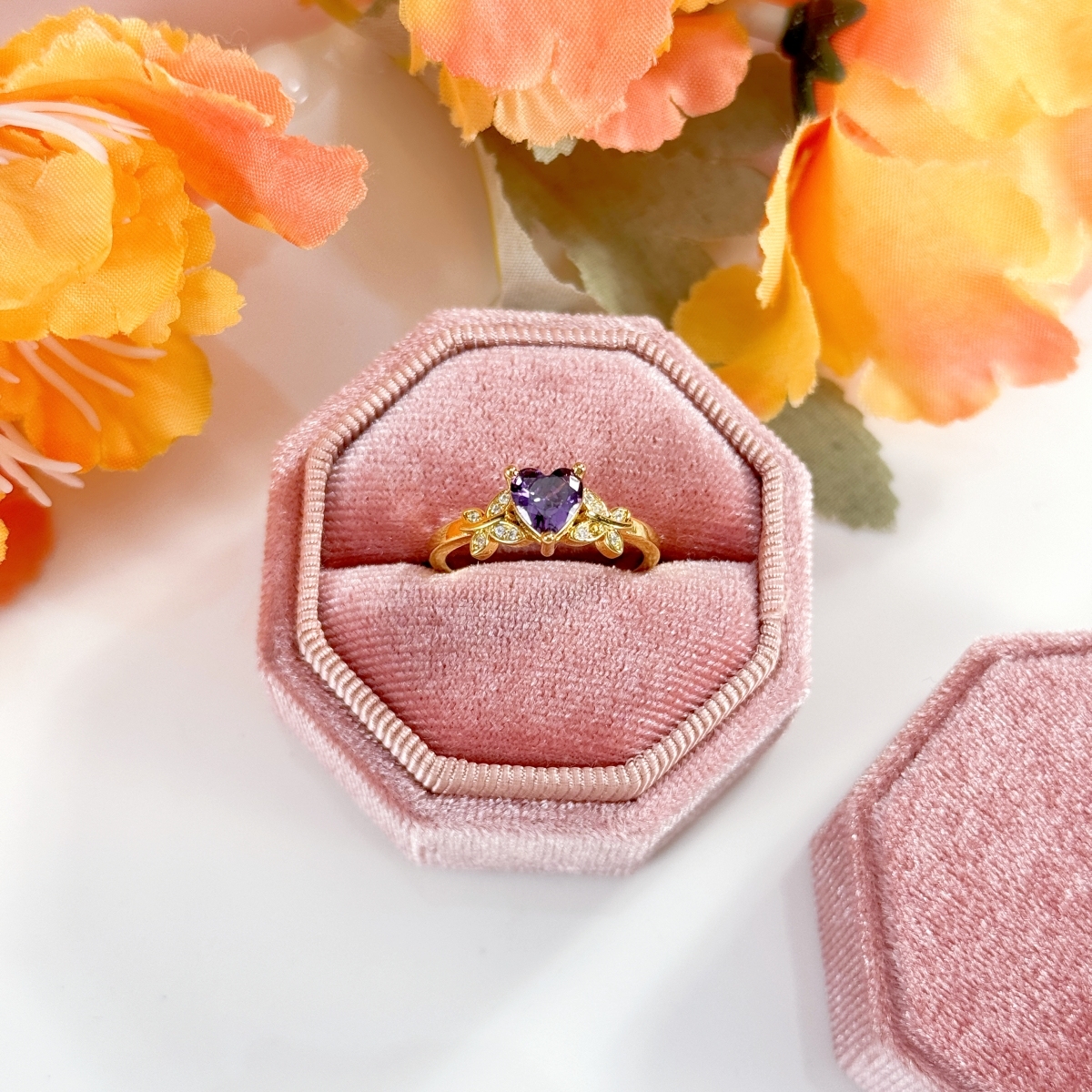 Heart Shape Gemstone Butterfly Ring