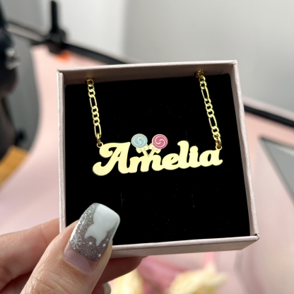 Cute lollipop Personalized Name Necklace With Bow Nameplate