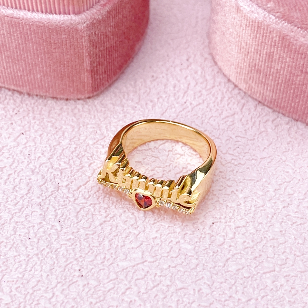 Personalized Zircon Birthstone Name Ring