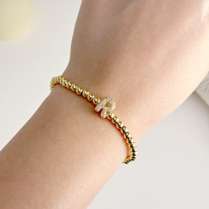 Bubble Letter Beads Chain Gold Plated Bracelet
