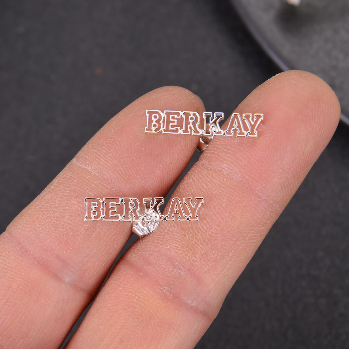 Personalized Hollow Cutout Bold Name Letter Stud Earrings