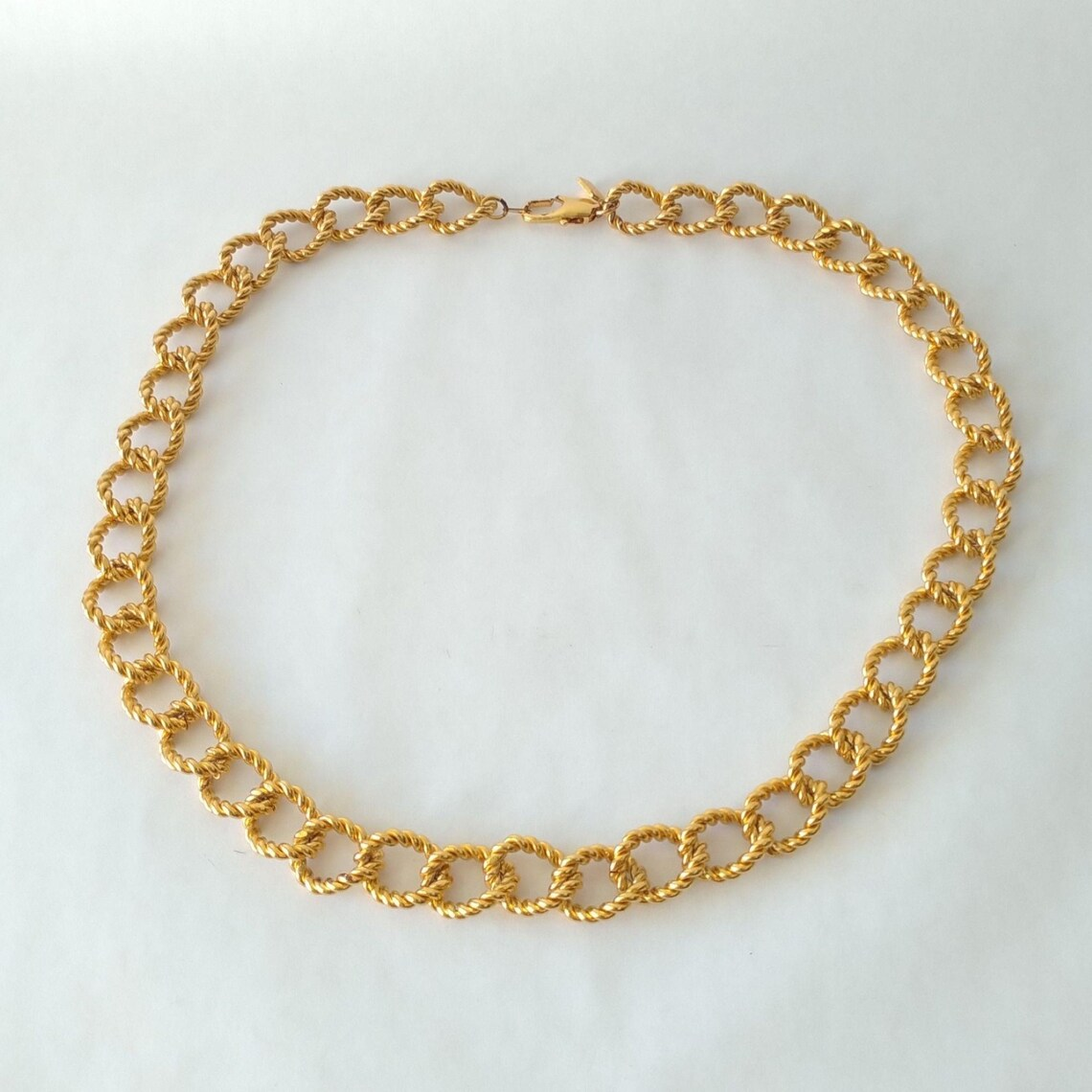 Vintage Style Gold Plated Twisted Curb Link Chain Necklace
