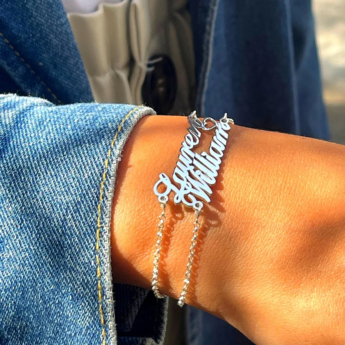 Double Layer Two Names with Heart Personalized Bracelet