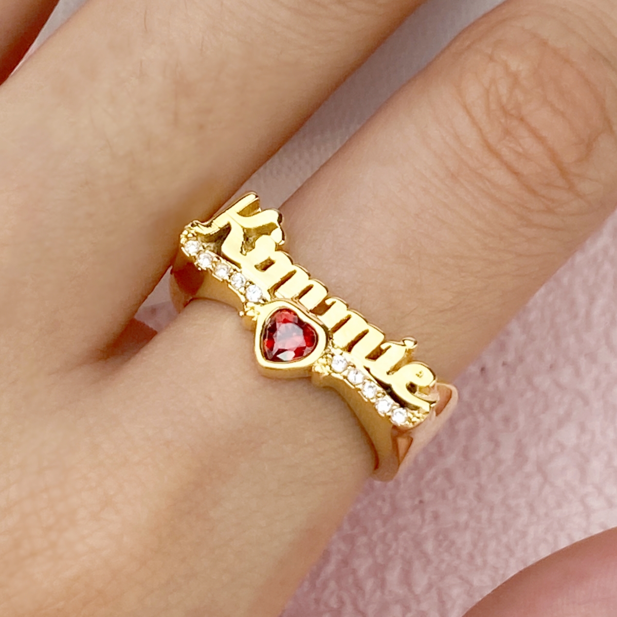 Personalized Zircon Birthstone Name Ring
