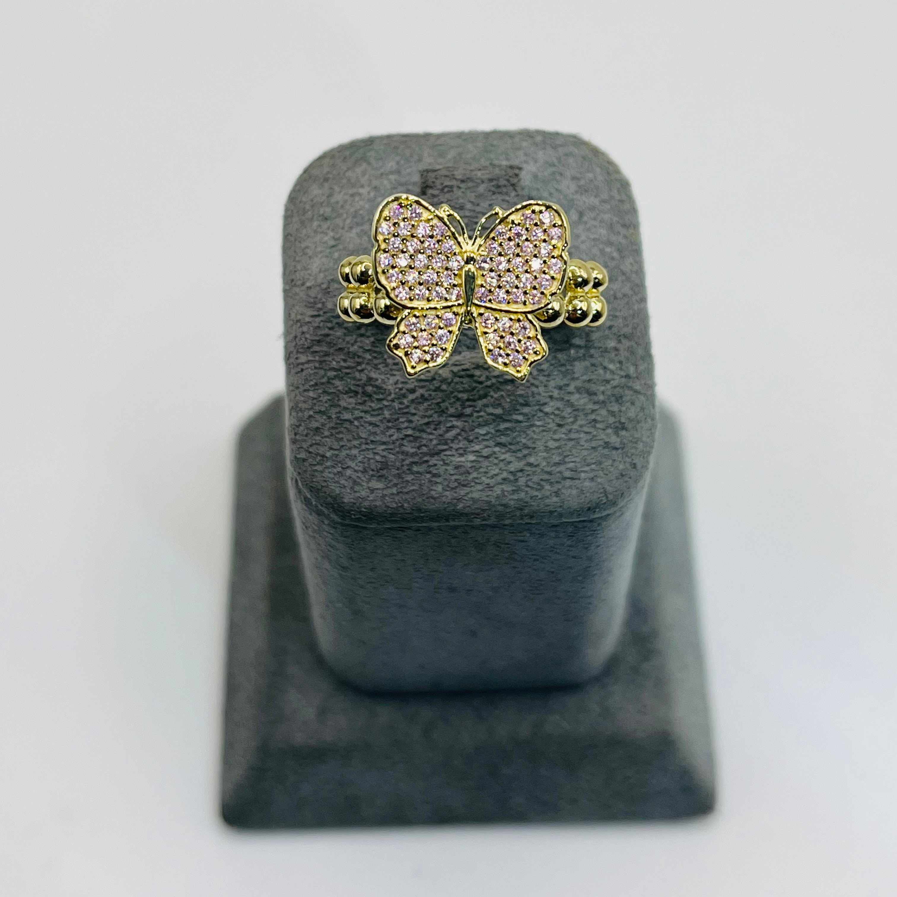 Pink Butterfly Bubble Ball Ring