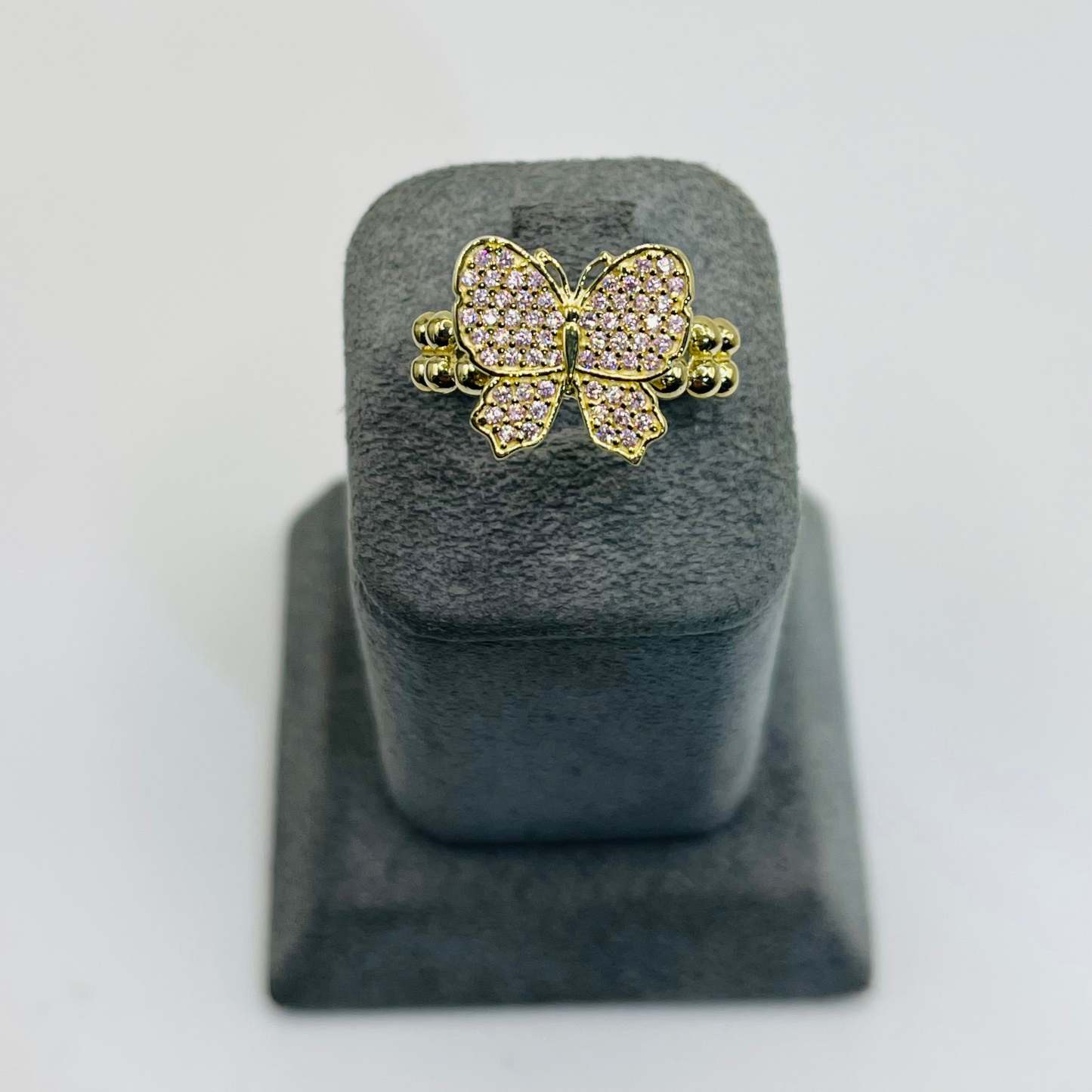 Pink Butterfly Bubble Ball Ring