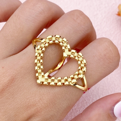 Heart Love Frame Two Finger Ring RX Watch Band Style Ring
