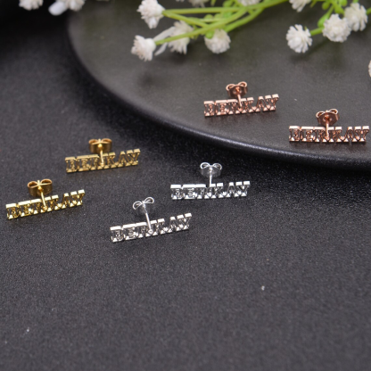 Personalized Hollow Cutout Bold Name Letter Stud Earrings