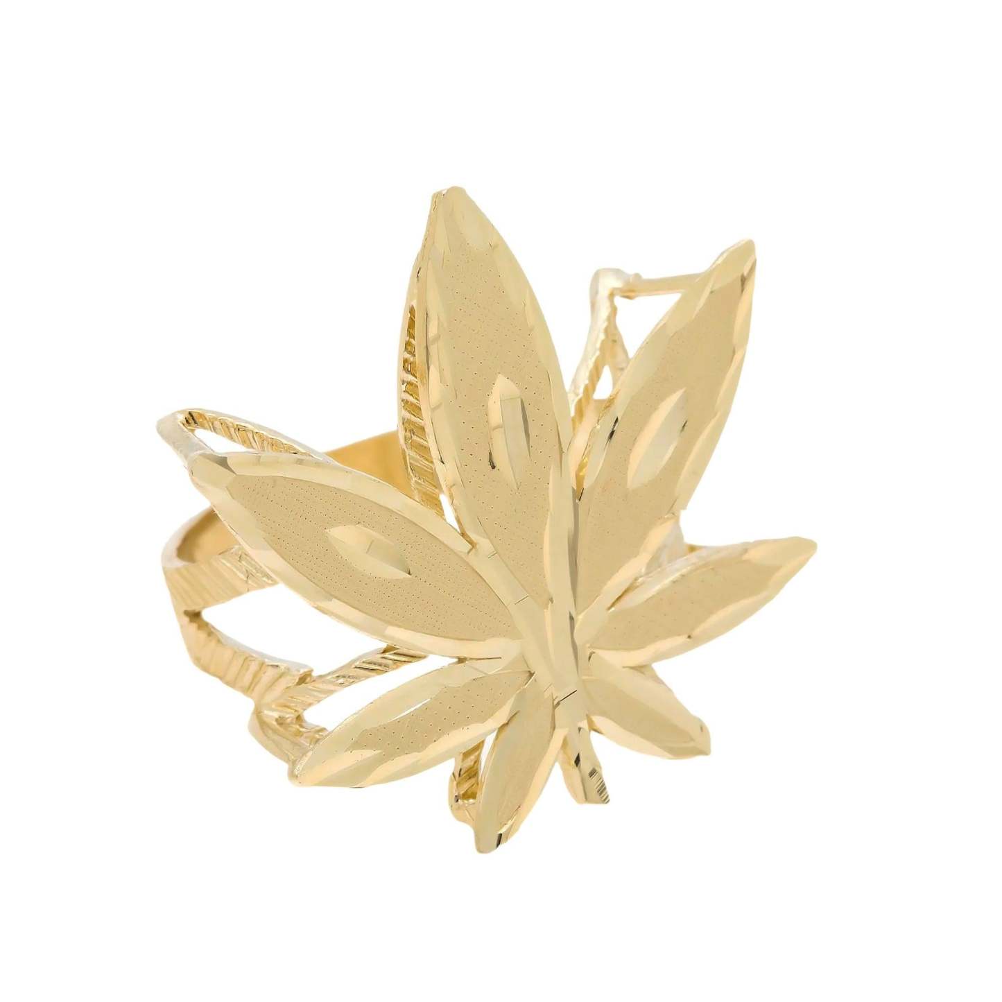 GOLD CANNABIS LEAF RING