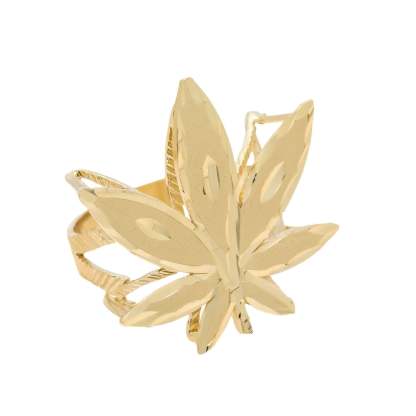 GOLD CANNABIS LEAF RING