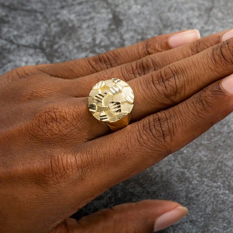 Gold Plated Round Nugget Ring