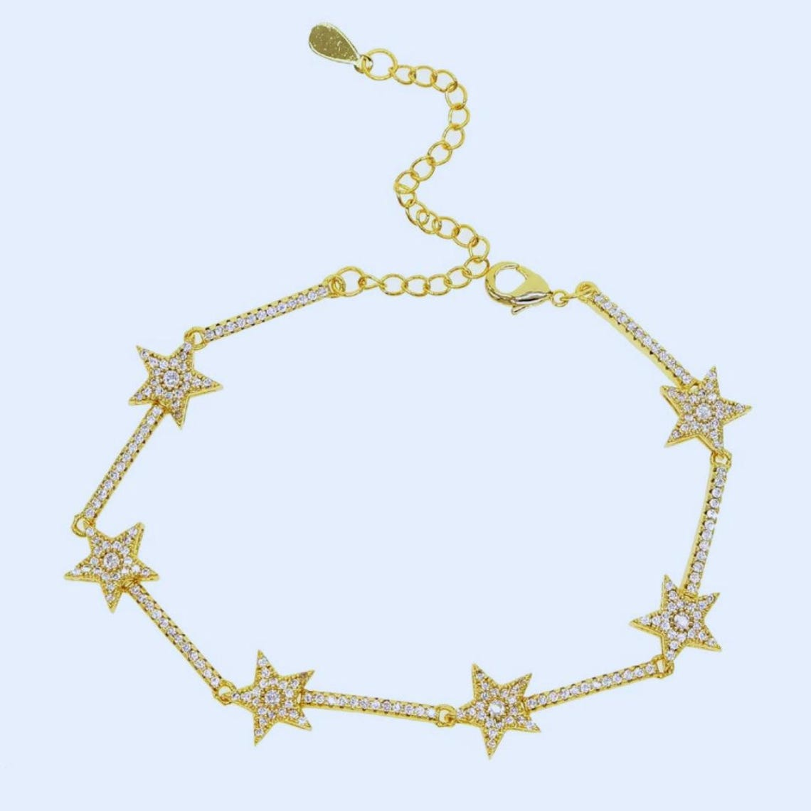 Women's Gold Star Bracelet with Zircon Stones