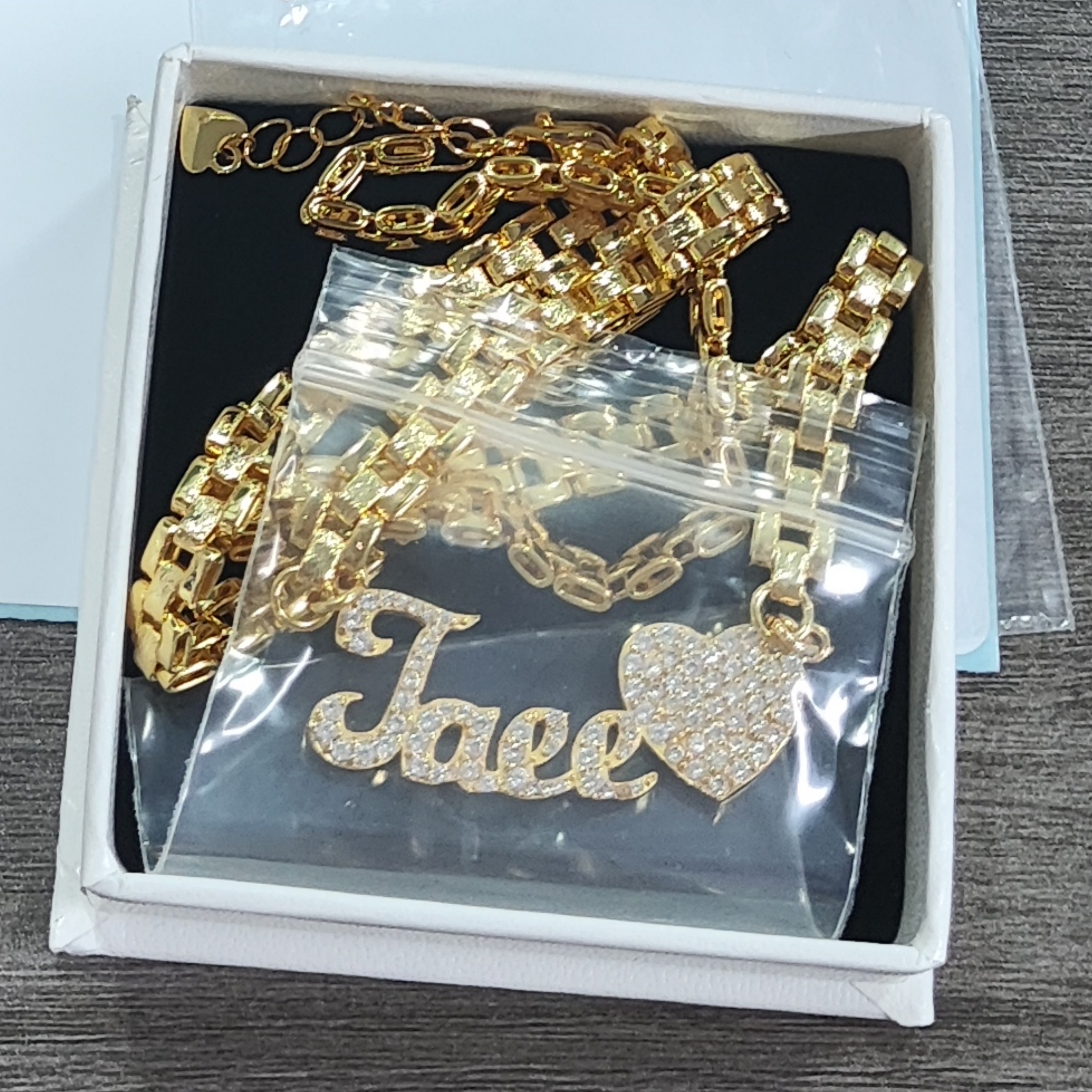 Shiny 6.5mm Rx Chain Zirconia Heart Name Custom Necklace