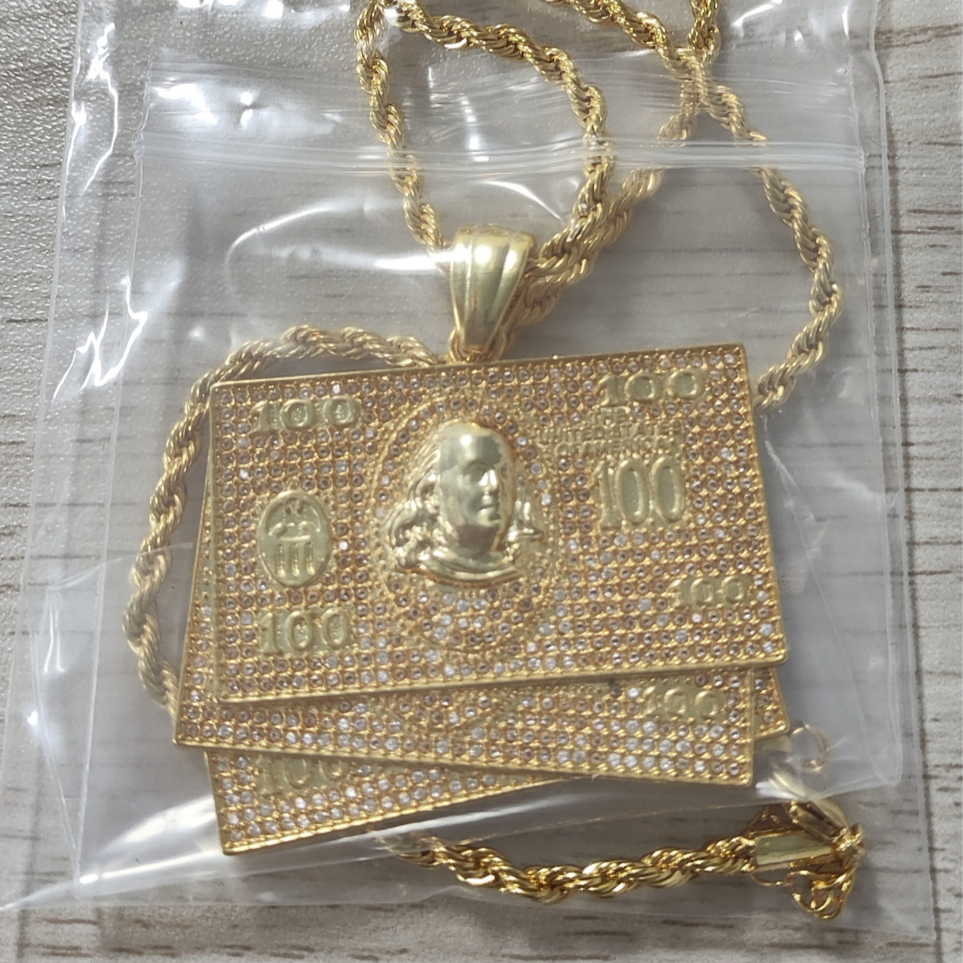 100 Dollar Bill Pendant Necklace