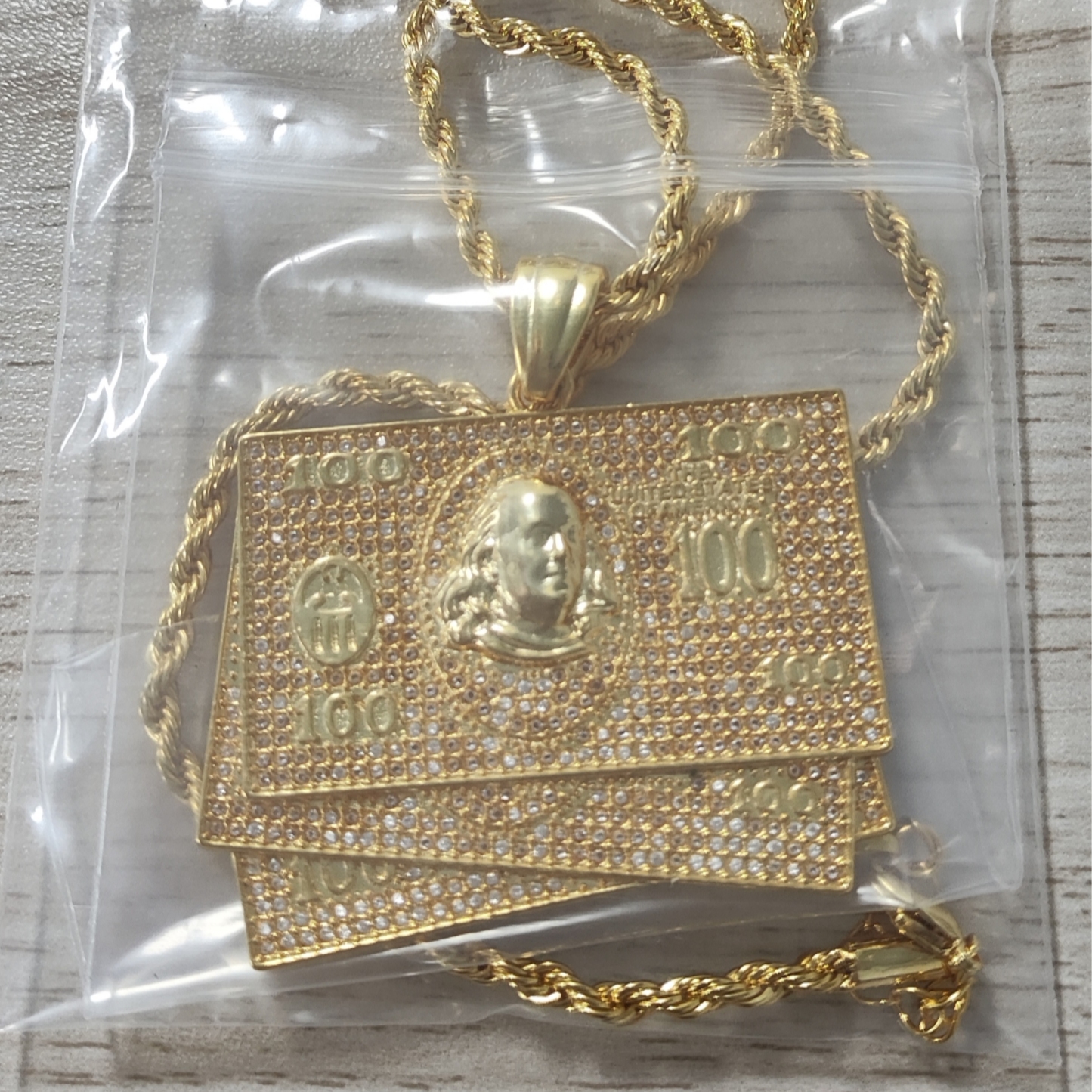 100 Dollar Bill Pendant Necklace