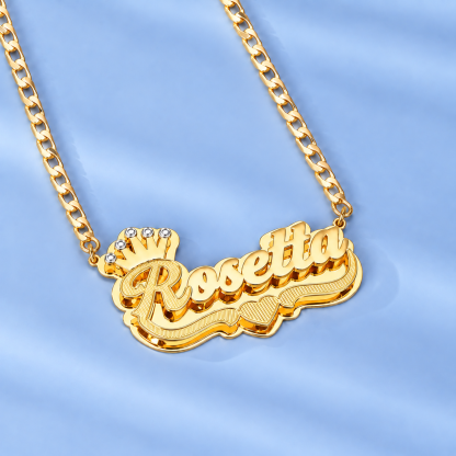 Gold Plated Personalized Doule Plated Name Necklace with Crown