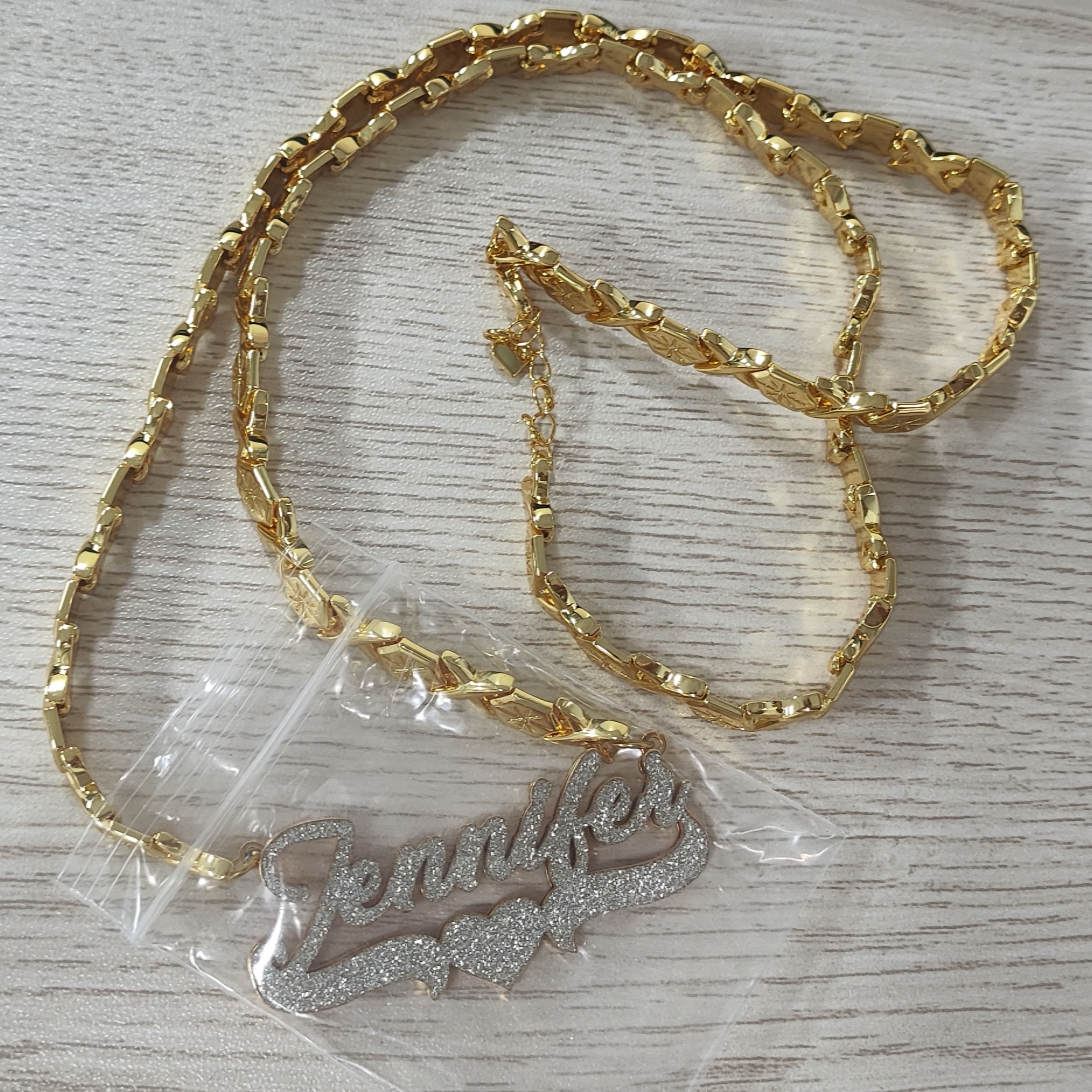 Shiny Bling Double Plated Name Necklace Personalized Custom Name Necklace With XOXO Chain