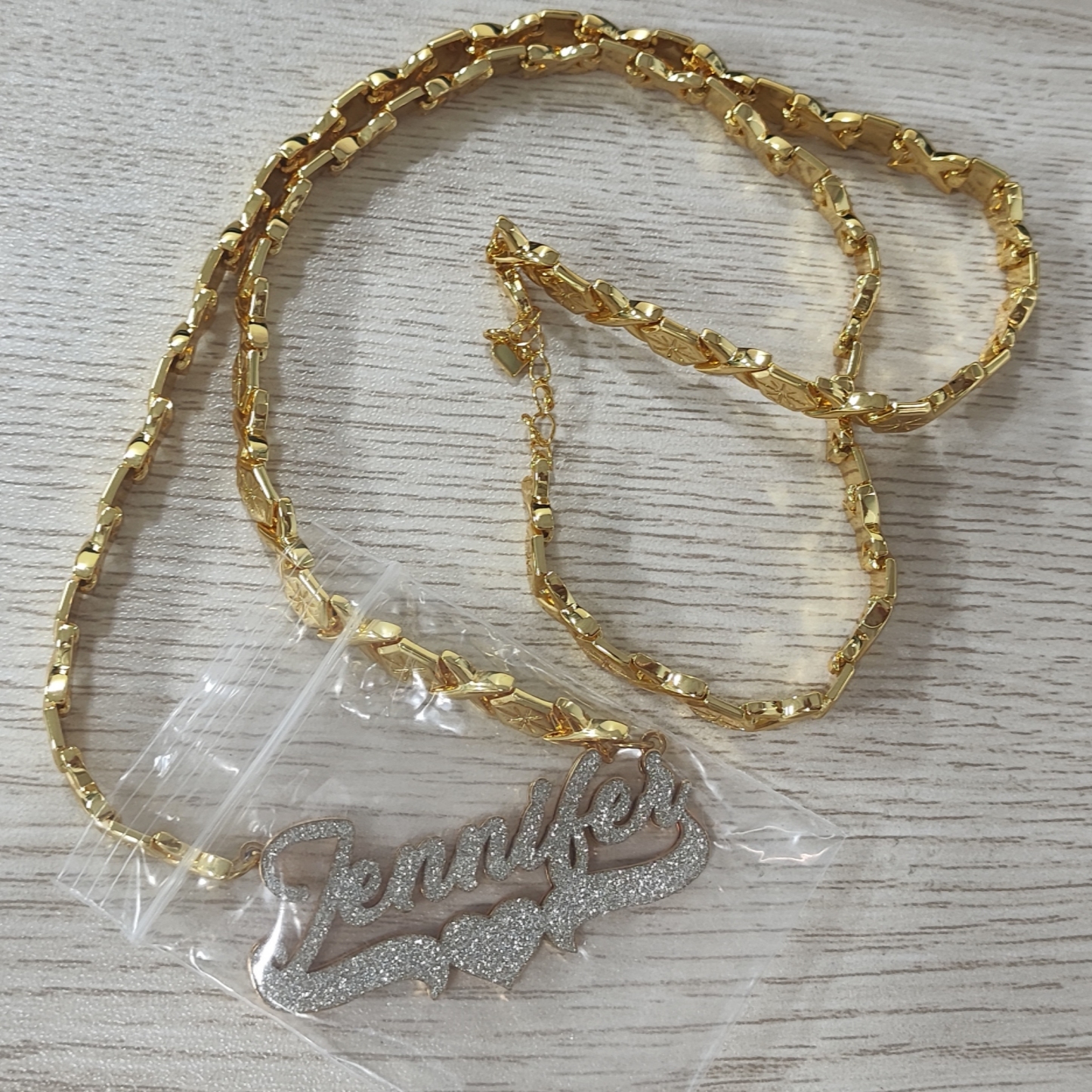 Shiny Bling Double Plated Name Necklace Personalized Custom Name Necklace With XOXO Chain
