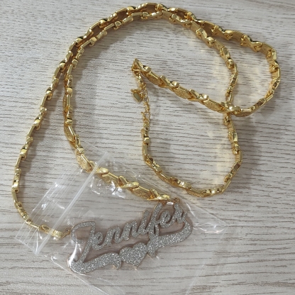 Shiny Bling Double Plated Name Necklace Personalized Custom Name Necklace With XOXO Chain