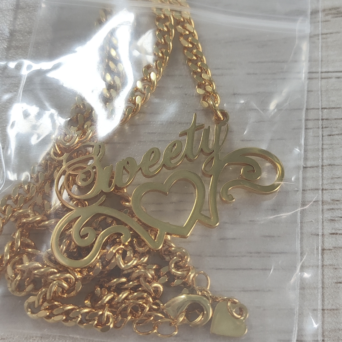 Personalized Wings Heart Name Necklace Gold Plated