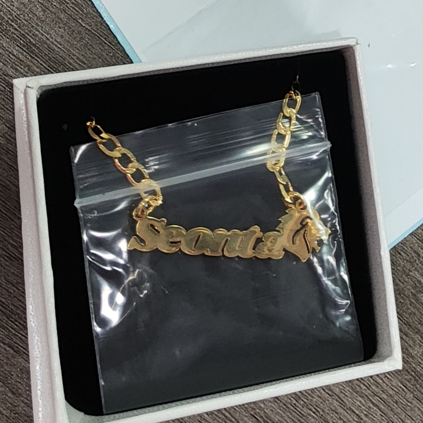 Gold Plated Personalized Custom Lion Name Necklace for Men