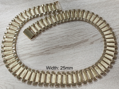25mm RX Chain Gold Plated Presidential Link Chain Watch Band Style Necklace