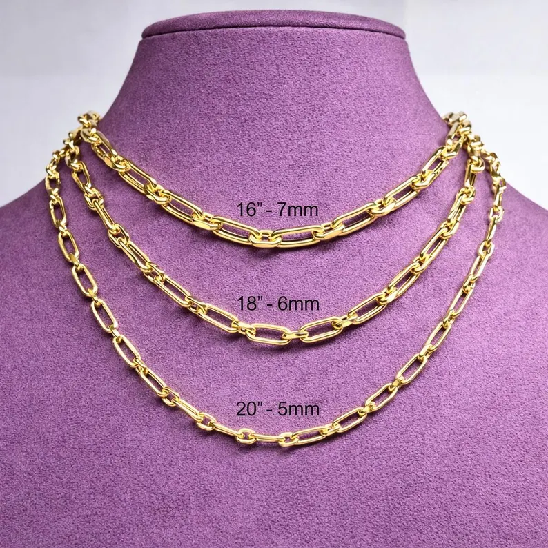 Personalized Initial Letter Necklace With Paper Clip Chain