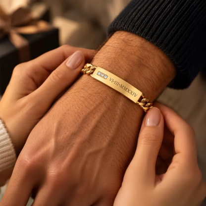 Gold Plated Custom Name Bracelet Personalized Engraved Bar Bracelet 
