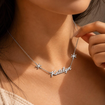 Gold Plated Snow Nameplate Necklace Personalized Name necklace