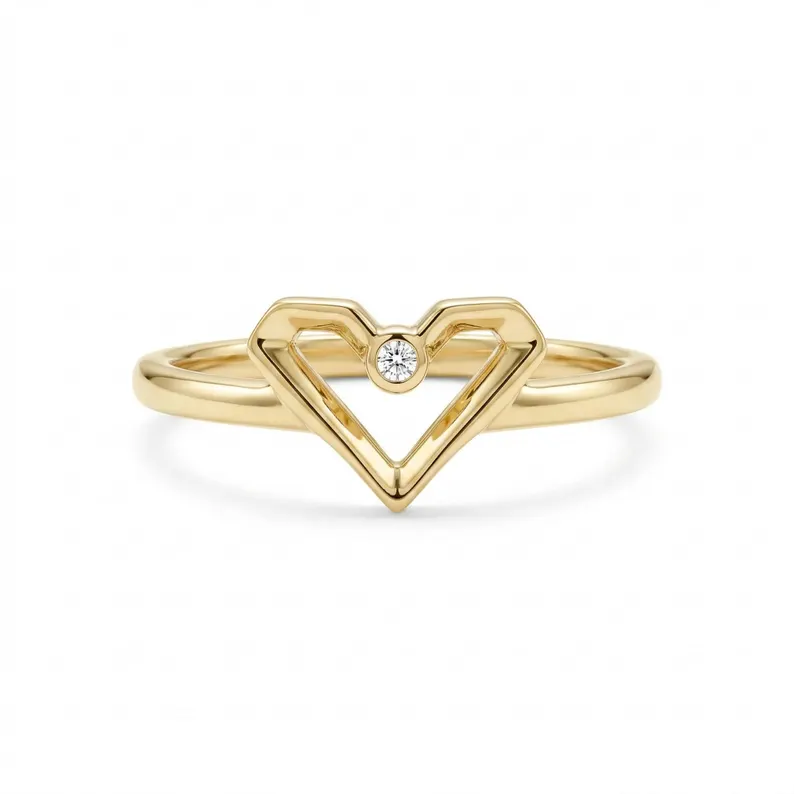 Personalized Birthstone Ring Minimalist Heart Ring